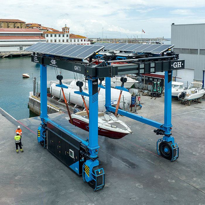 Grua de pórtico automotor marinha elétrica