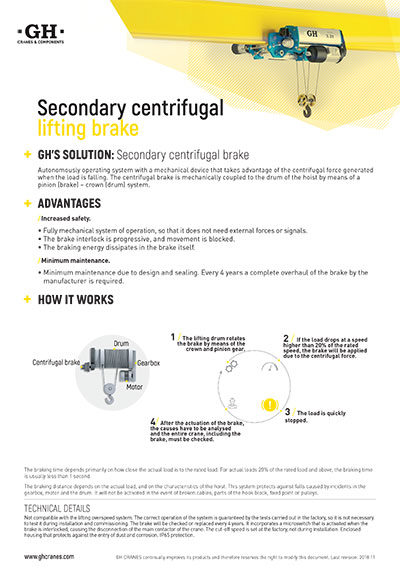 Frein centrifuge de sécurité