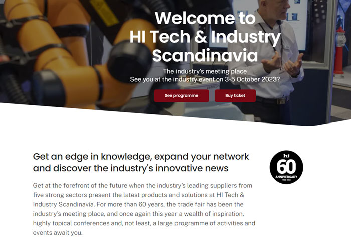  We will be at the Hi Tech & Industry Scandinavia Fair 
