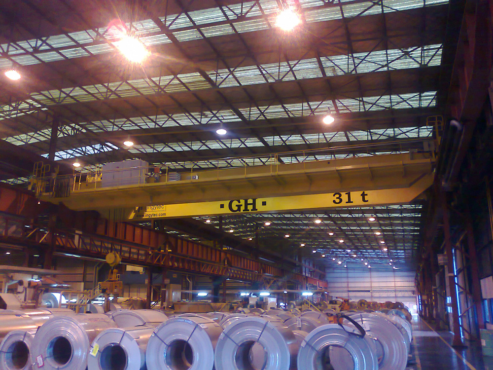 Grúa puente con un polipasto de 31t de capacidad de elevación instalada para el cliente Siderar en Argentina Grúa puente con un polipasto de 31t de capacidad de elevación instalada para el cliente Siderar en Argentina