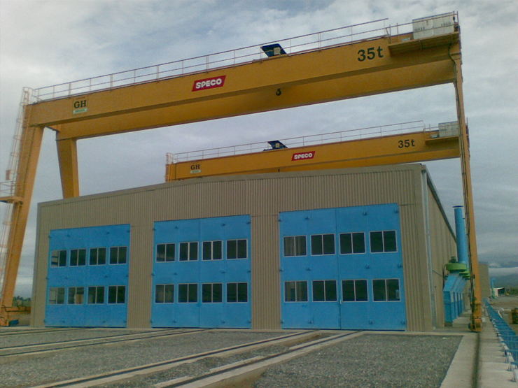 Gantry crane with a 36t hoist for Speco in Mexico. Gantry crane with a 36t hoist for Speco in Mexico.
